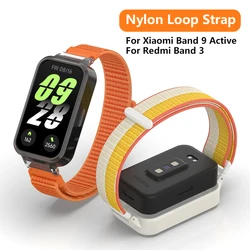 Suitable for Xiaomi Band 9 active nylon loop strap+PC plastic protective case for Redmi Band 3 replacement accessory strap