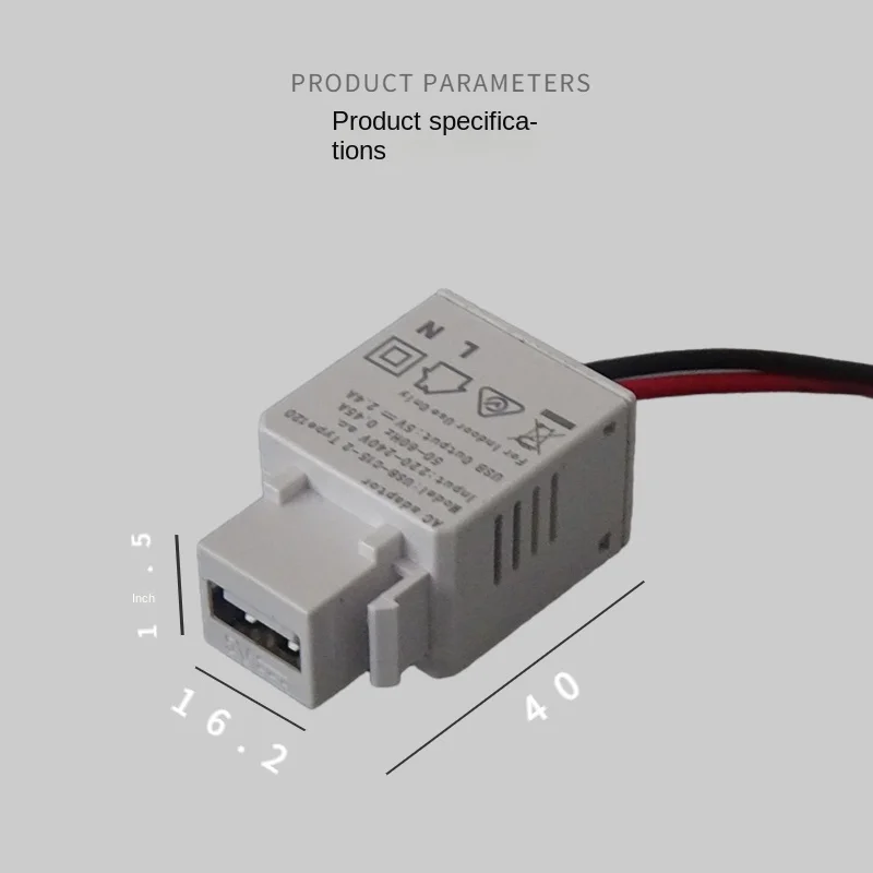 Carregador do telefone móvel com módulo do painel do gancho, adaptador USB, soquete de alimentação Matching, Smartphone Fonte de Alimentação, 5V, 2.4A