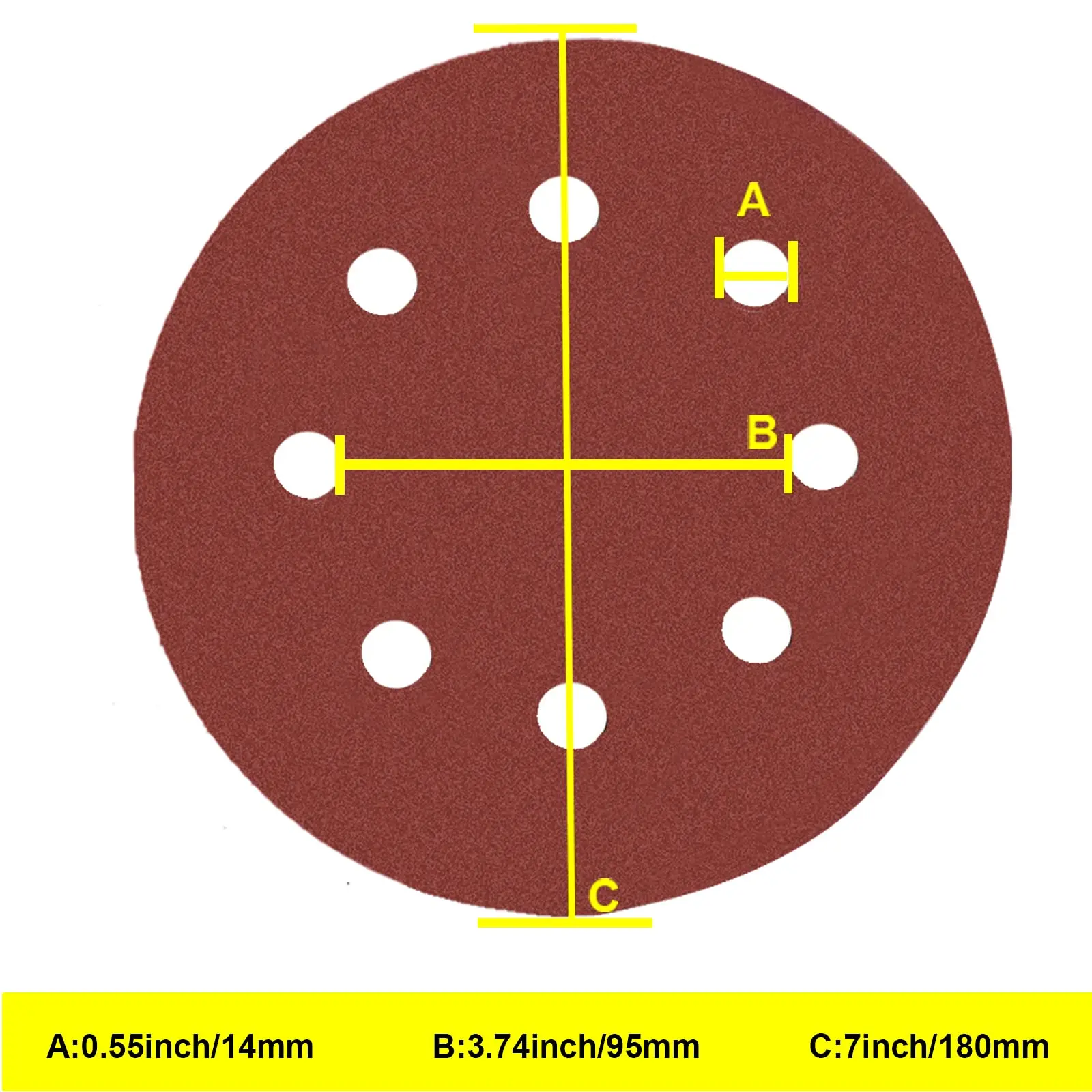 7 Inch 8 Hole Red Hook and Loop Sandpaper 31 Pcs with Replacement Sander Pad for Polishing Metal Drywall Rubber Leather Plastic