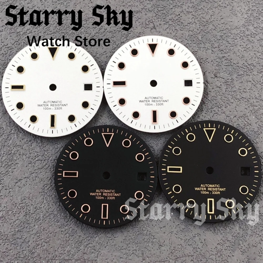 Starry Sky 29mm Gold/Rose Gold Edge Black/White Sterile Watch Dials With Luminous Fit For NH35/PT5000 Movement Watch Accessories