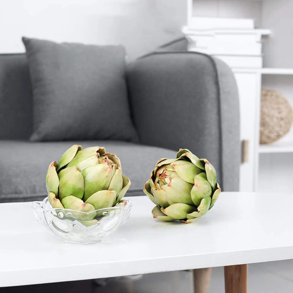 

2Pcs Large Artificial Artichoke Fake Vegetable Sets Plastic Ornaments Kitchen Decors Photo Props Display Faux Artichokes