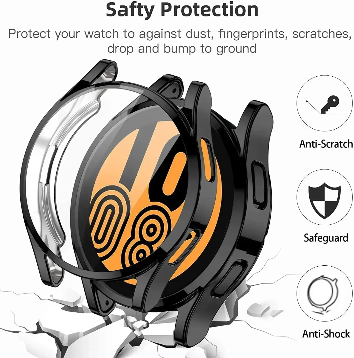 TPU Protective Case for samsung Galaxy watch 6/5/4 TPU Bumper cover Screen protector Galaxy watch 4 5 44mm 40mm