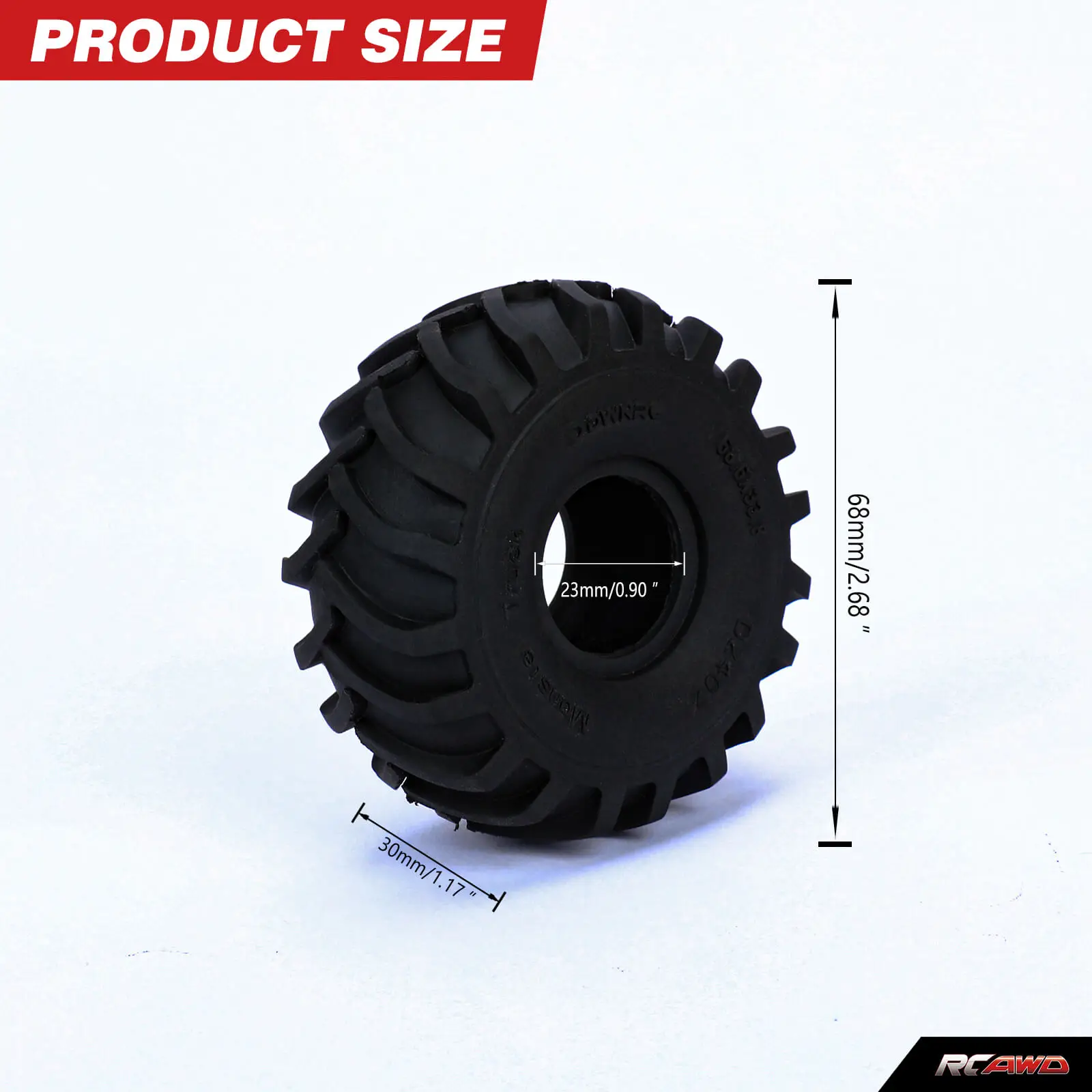 RCAWD 4pcs/set SCX24 1.0 Large Foot Herringbone Pattern Tire Skin 68MM * 32MM for Axial 1/24 SCX24 Crawlers Tire Upgrades Parts