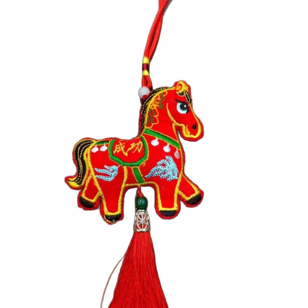 Embroidery Zodiac Sachet Pendant Door Hanging Lucky Charm Hanging Tassel Sachet Horse Red Lunar New Year Pendant Spring Festival