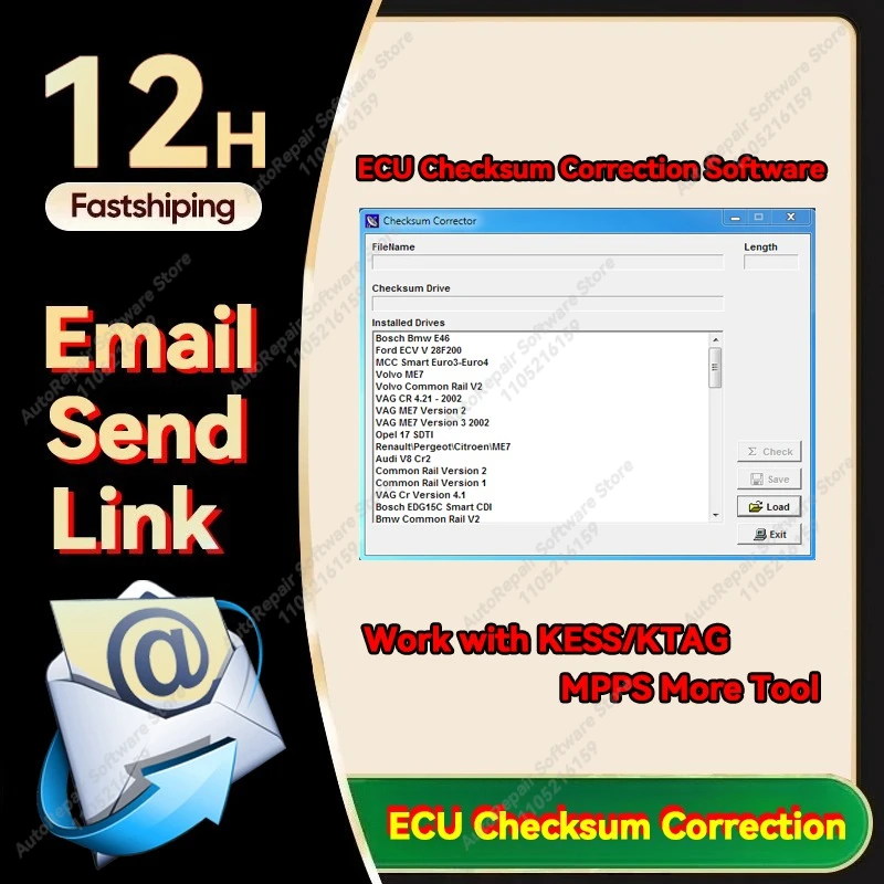 ECU Checksum Correction Software for ECU Bin. File Checksum Corrector Work with KESS KTAG MPPS More Tool for Volvo for BMW