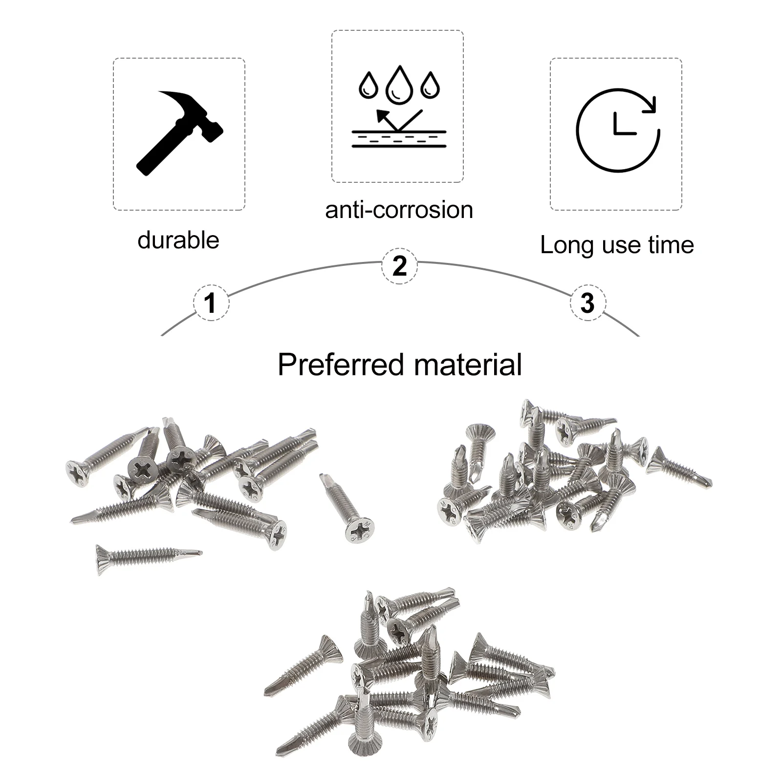 

1 set Self 19 25 Countersunk Head Stainless Self Drilling Steel Metal Screws for Metal Plastic Board
