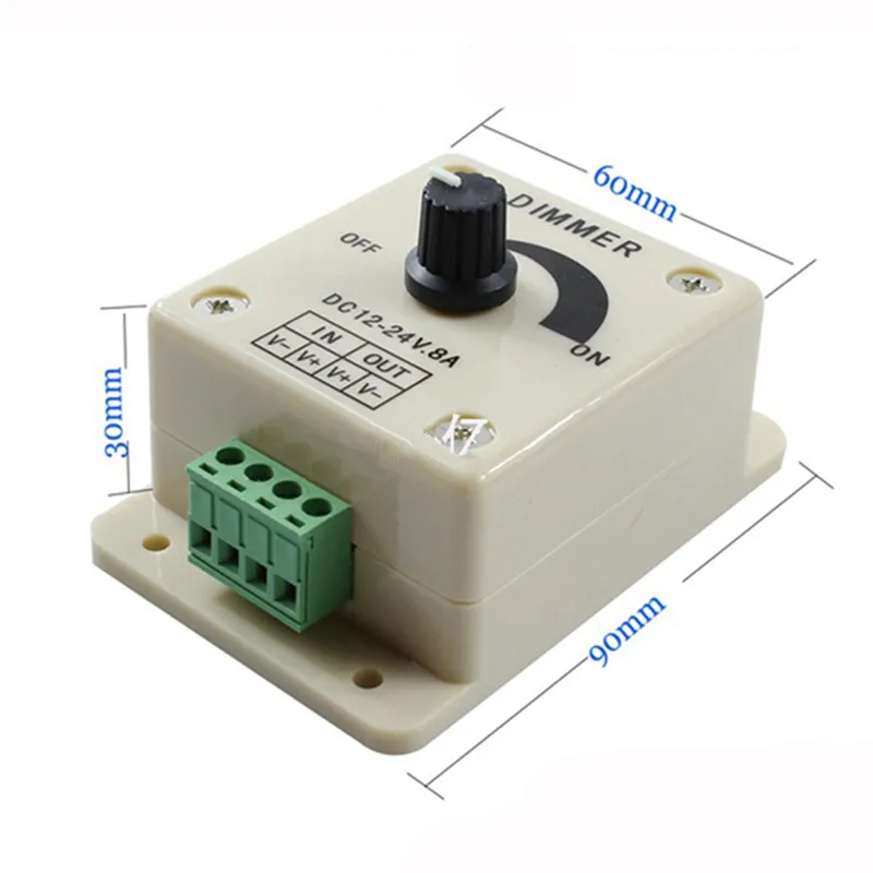 1PC Manuale PWM Dimmer Manopola Interruttore Regolabile Regolatore di Luminosità per Striscia LED Nastro DC 12V-24V 8A Corrente di Uscita
