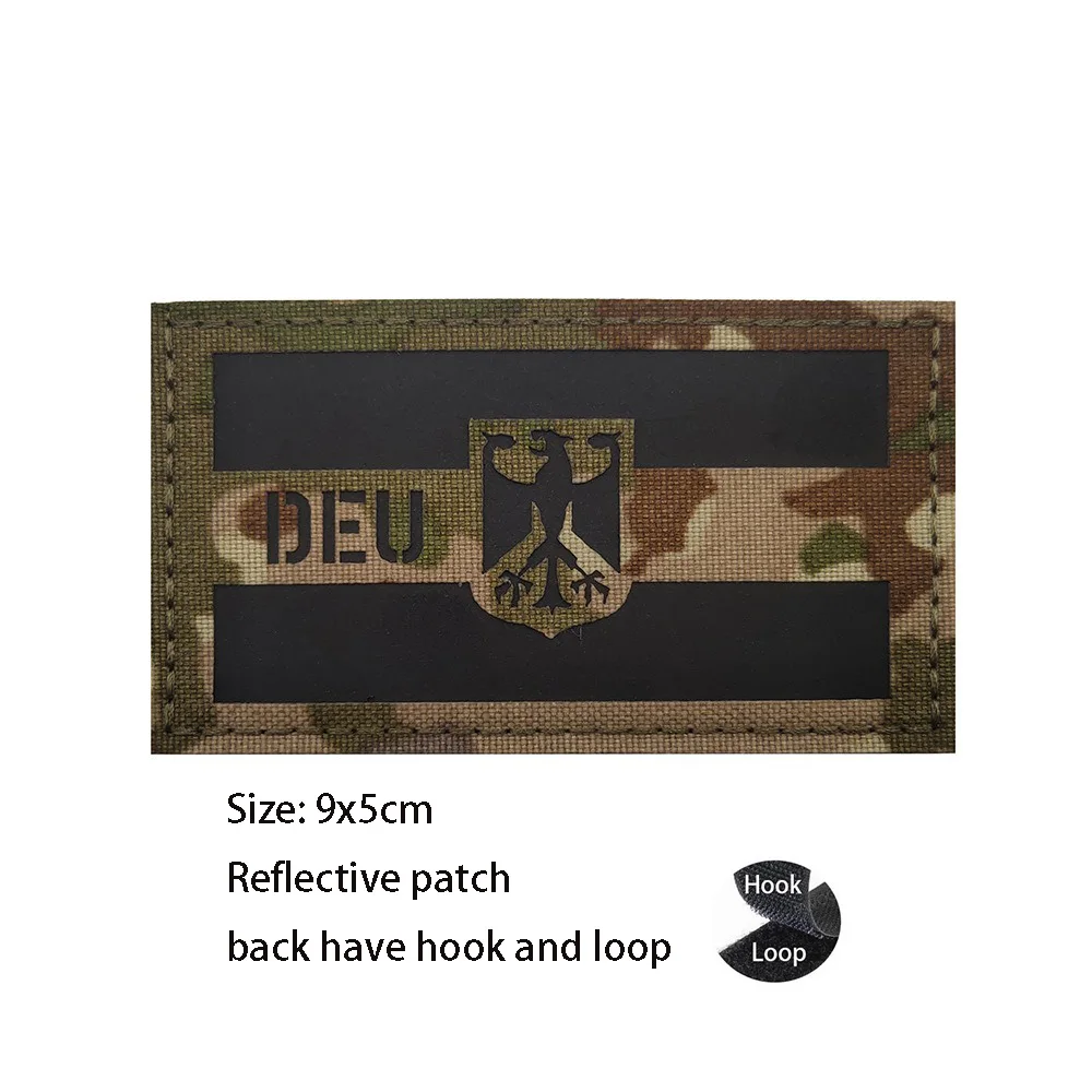 New Reflective IR Fabric German Flag Jungle Camouflage Armband Morale Tactical Night Identification Backpack Patches