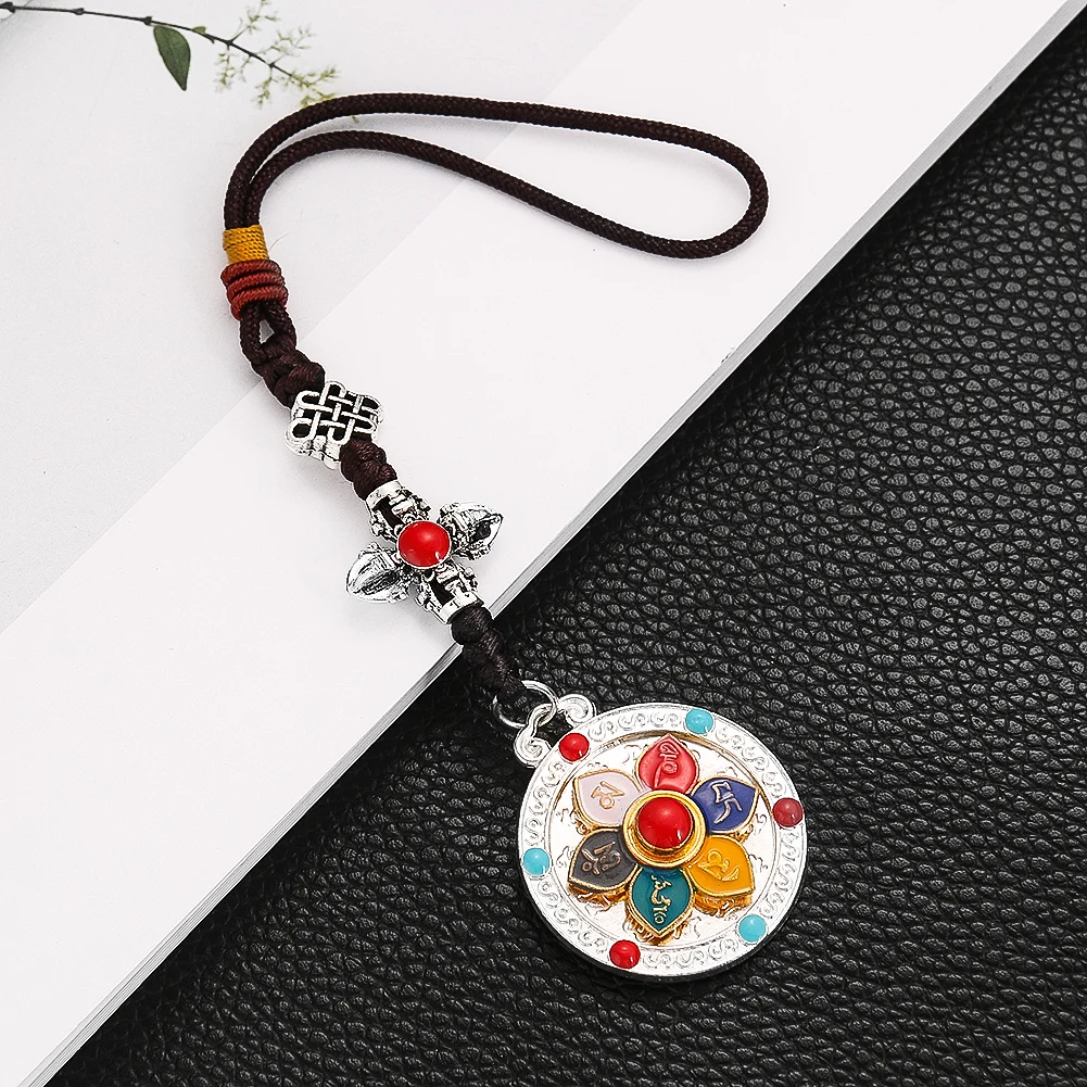 Tibetan-style Rotating True Words Pendant 12 Zodiac Key Chain Room Decor Aesthetic Amulet Hanging Decoration Wind Chime Crafts