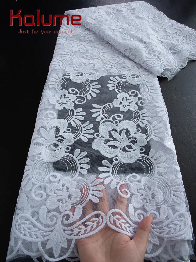

Kalume 2025 White Tulle Lace Fabric Hot Selling Net Mesh Wedding Lace Fabric High Quality Milk Silk Mesh Lace for Dress F4043
