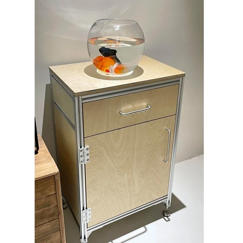 Simple solid wood porch chest cabinet storage  solid wood dining side  movable side cabinet living room