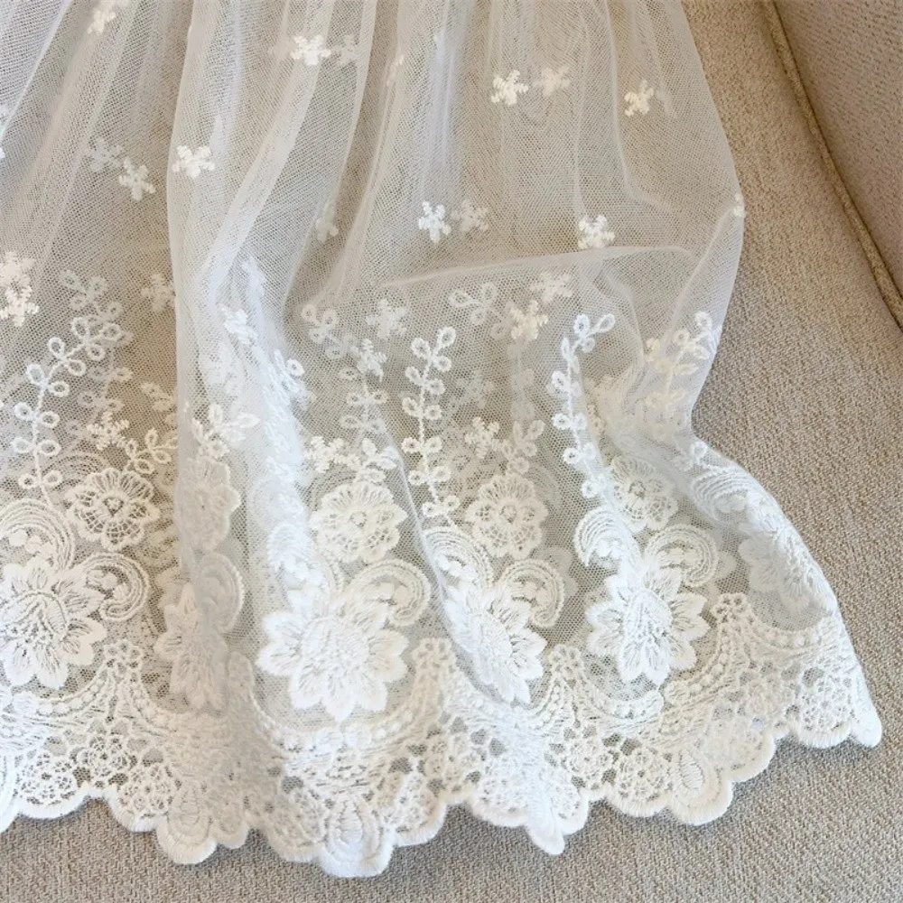High Waist Lace Underskirt Slips Embroidery Flower Transparent Safety Skirt Petticoat Short Mesh Underskirt Slips Dress image 3