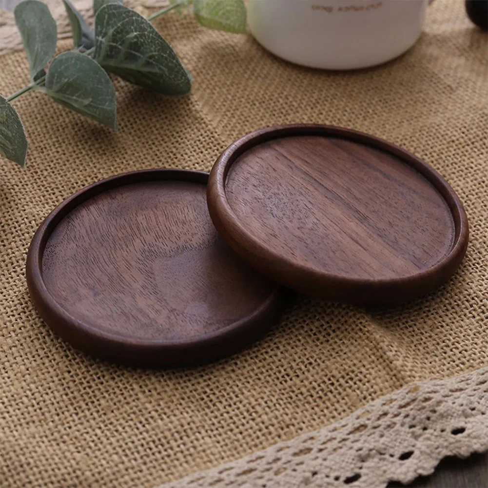 1pcs Wooden Coaster Cups Placemat Black Walnut Wood Coaster Round Square 8.8*8.8cm Non-slip Cup Mats Insulation Mats Tea Tools