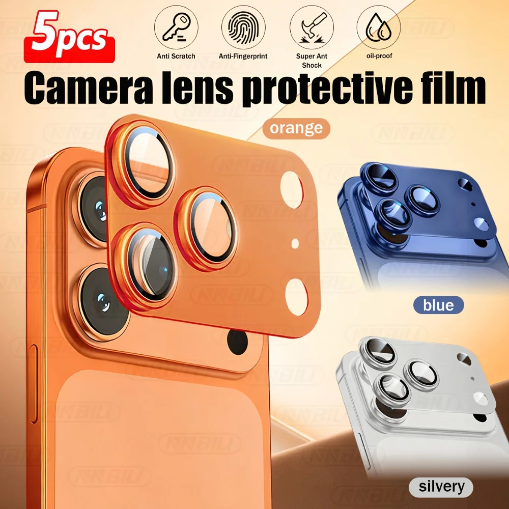 NNBILI 1-5 uds para iPhone 17ProMax Protector de lente de cámara con vidrio templado antiarañazos fácil instalación diseño agradable al caso