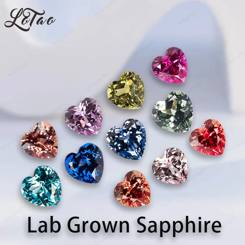 

High Quality Heart Shape Lab Grown Sapphire Multiple Color Gems for Jewelry Setting Custom Design Selectable AGL Certificate
