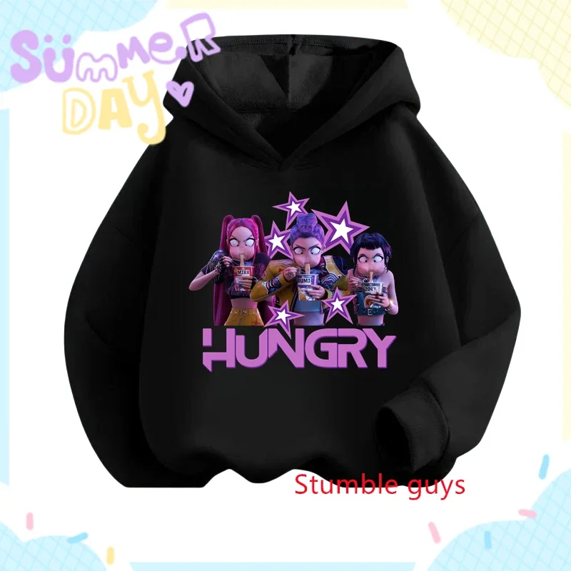 

Girls' Anime Kpop Demon Hunters Hoodie Autumn Rumi Trendy Cute Warm Print Glitter Hooded Sweatshirt​
