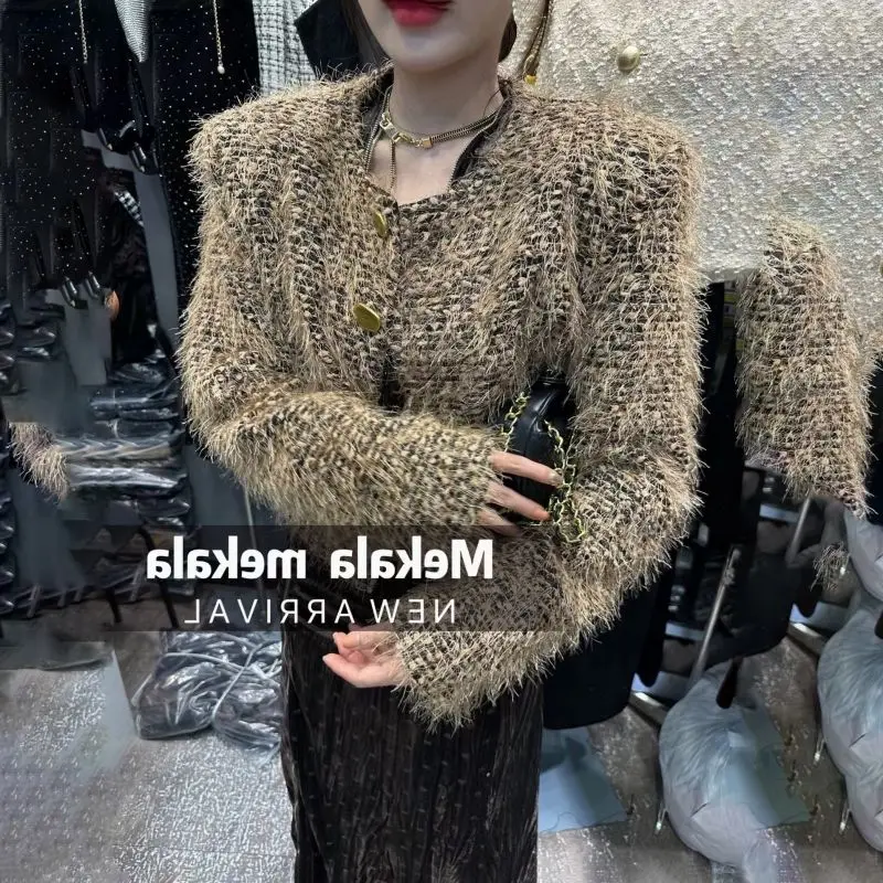 Stylish Slimming Short Plaid Coat for Women Beautiful Fashionable Autumn 2026 New Small Fragrance Style Polyester Fiber 100%