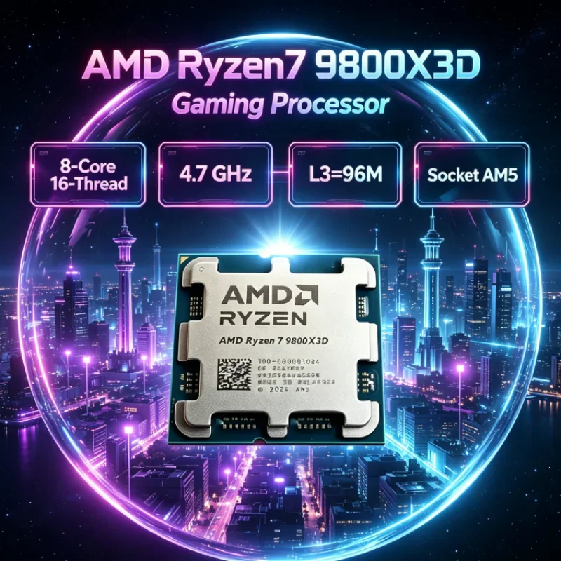 AMD Ryzen 7 9800X3D 4.7GHz 8-Core 16-Thread DDR5 R7 9800X3D Socket AM5 4NM Gaming Processor L3=96M 120W