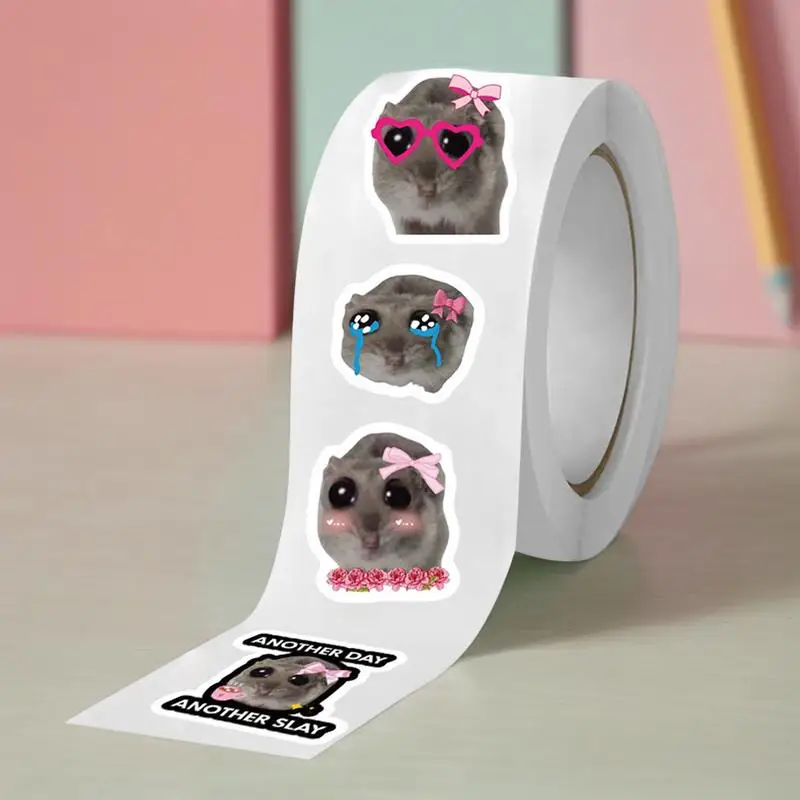 500PCS Sad Hamster Stickers Graffiti Nostalgia Stationery Vintage Laptop Pencil-box Scrapbook Phone Cartoon Toy Stickers ﻿