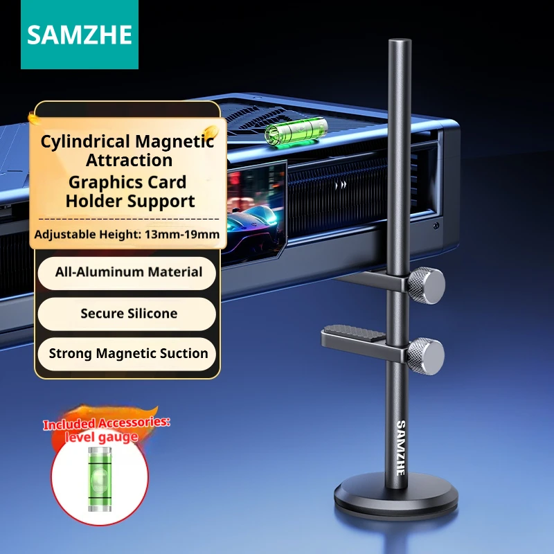 SAMZHE Grafische kaart GPU-houder Aluminium verticale beugel Magnetische GPU-behuizing Videokaarthouder voor desktop-pc-computerbehuizing