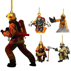 Creative Fireman Coat Car Pendant Christmas Tree Decor Wood Firefighter Uniform Hanging Ornament For Car Home Xmas Souvenir Gift