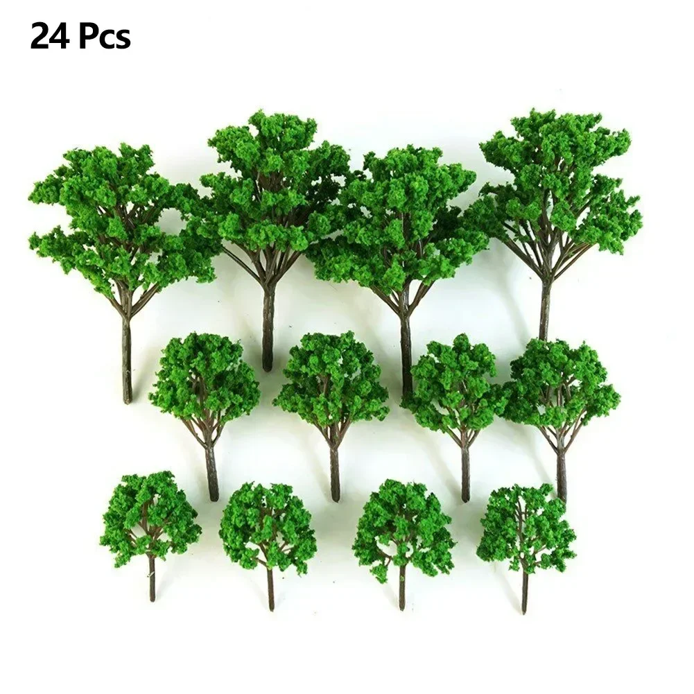 24pcs Mixed Model Trees For Model Train Diorama DIY Crafts Wargames Scenery Or Building Scenics Miniature Tree Train Railroad