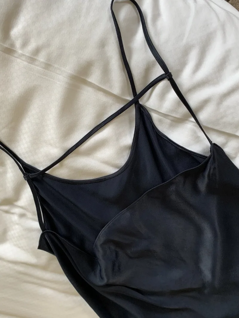 Vestido de cetim de verão importado meia-noite azul cuproamino fibra sem costas