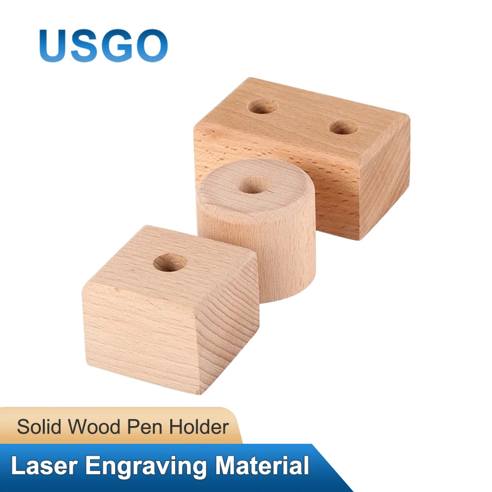 USGO DIY Laser Engraving Material Solid Wood Pen Holder Art Crafts Ornaments for Laser Engraving & Marking Machine Design