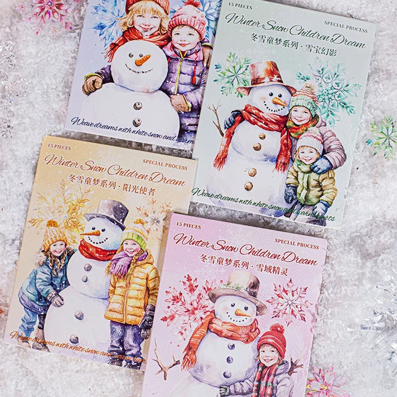 Mr. Paper, Winter Theme Snowman Children's Stickers, Scrapbook Notebook Phone Case Diary Decoration Stationery Stickers