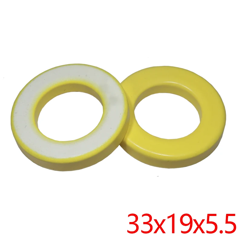 【3-2PCS】33x19x5.5mm Ferrite Ring Iron Powder Toroid Cores Yellow White Inductor Ferrite Rings for Power Transformers