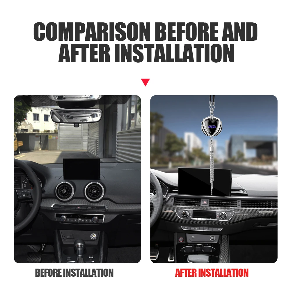 For Ford Focus Fiesta Kuga Mondeo Mustang Fusion Edge Ranger ST 3D Metal Car Rearview Mirror Hanging Pendant Ornament Gift Decor view 5