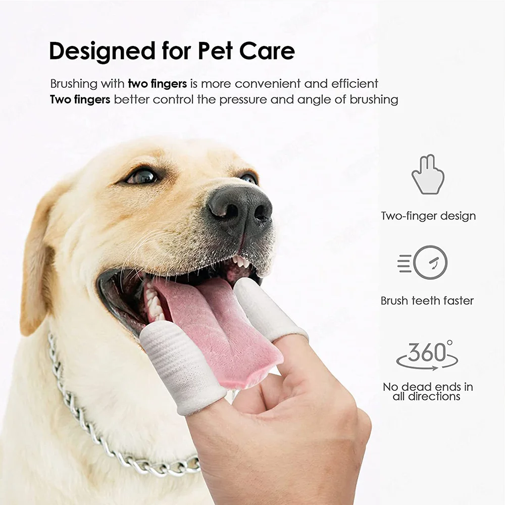 

Pet Brushing Non-woven Finger Cover Dog Tooth Mouth Cleaning Tool Fabric Teeth Oral Dog Two-finger Toothbrush Nylon Pet Supplies