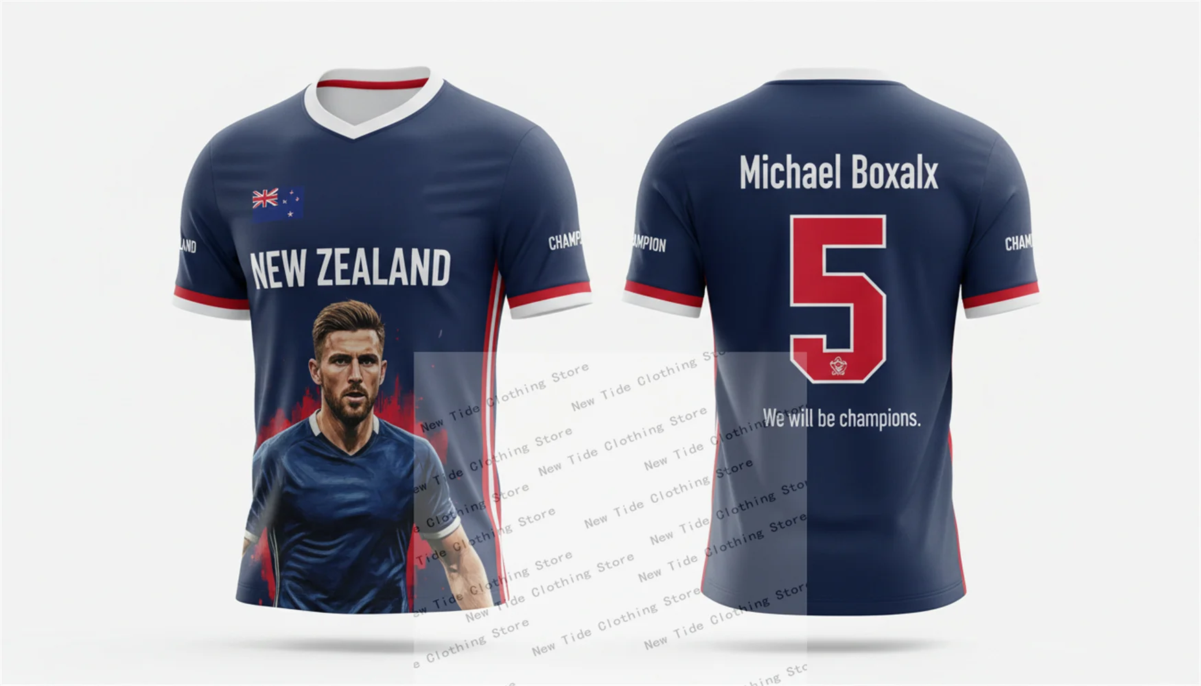 نيوزيلندا 2026 كرة القدم لكرة القدم جيرسي وتي شيرت للرجال المشجعين - مجموعة معدات نمط المعجبين تظهر دعمك الآن 3