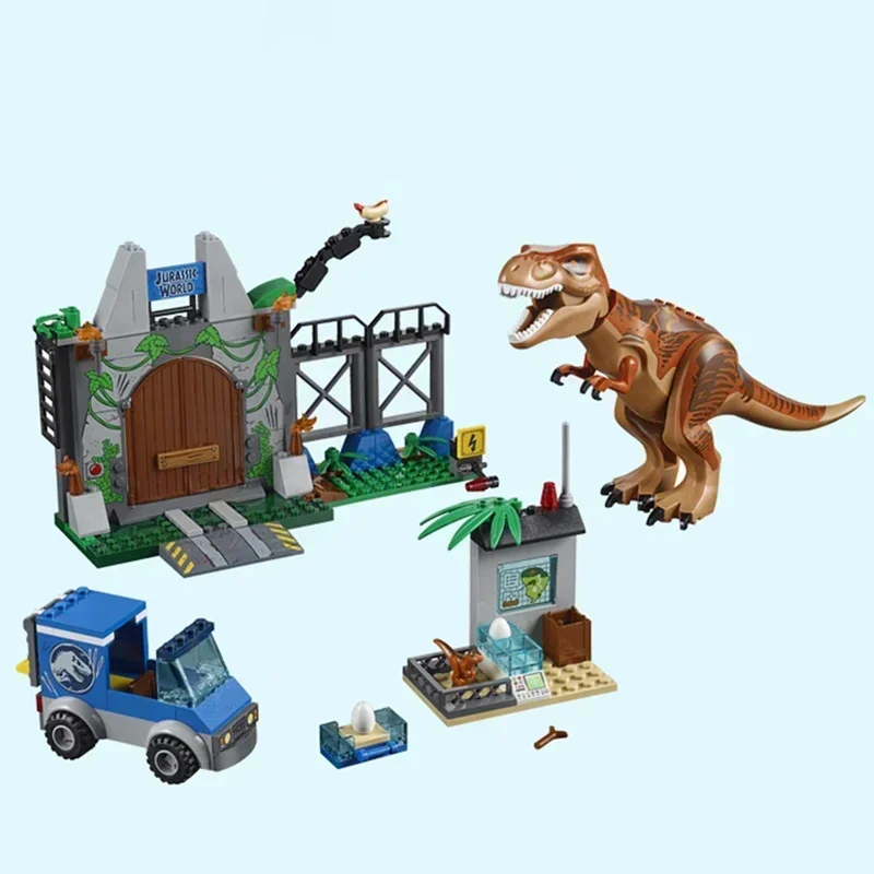

Dinosaur Escape Park World Transporter Творческий строительный блок Модель Тираннозавр Игрушка Детская сборная сцена Мальчик Подарок