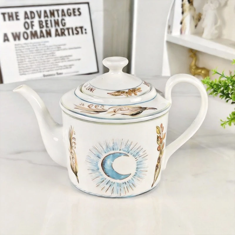 Retro Sun Star Moon High Appearance Level Coffee Teapot Afternoon Tea Teapot With Gift Box