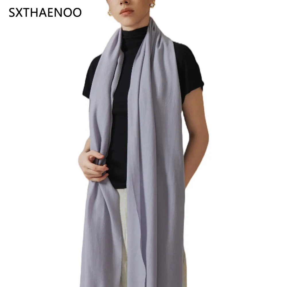 SXTHAENOO 2024 New High Quality Women Winter Soft Warm Silk Scarf 100% Wool Scarves Colourful Shawls Ladies Poncho Silk Scarfs