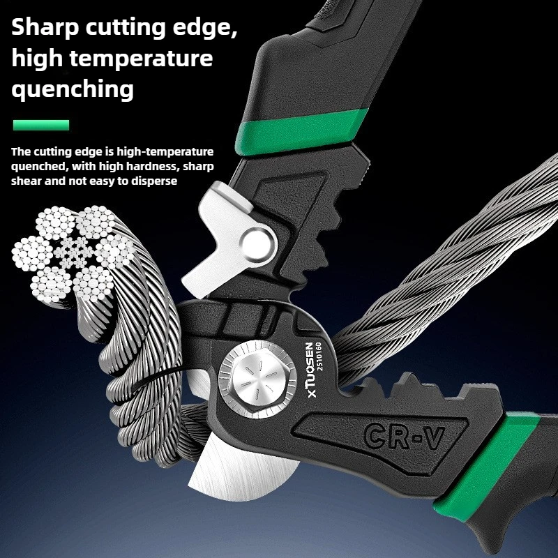 Tuosen Hardware Wire Rope Scissors, Wire Rope Cutting Pliers, 7-inch Effortless Steel Cable Pliers, Wire Rope Scissors