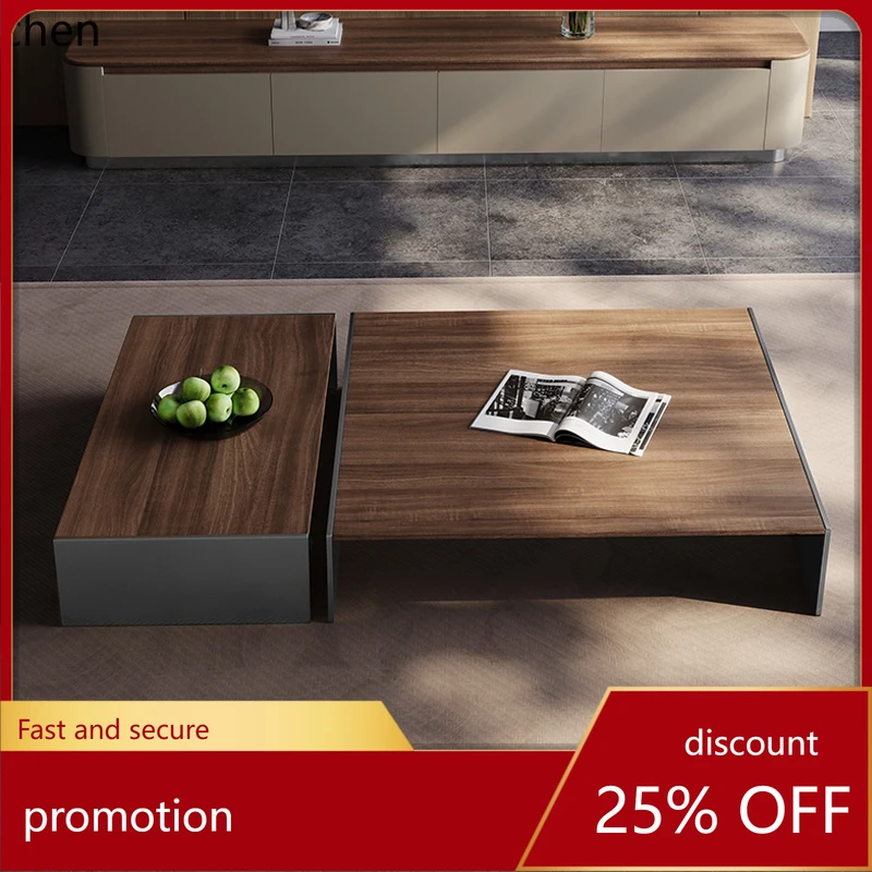 

HT solid wood coffee table living room light luxury high-end sense home rectangular high-end atmosphere