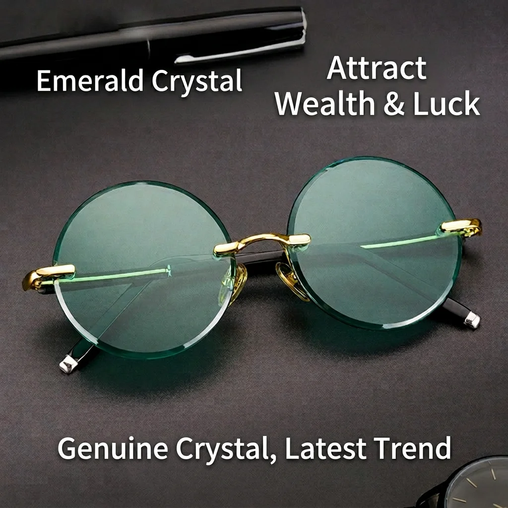 Vintage-Sonnenbrille, Unisex, modische Sonnenbrille, grüne Kristall-Sonnenbrille, stabile UV400-Brille für modisches Styling im Freien