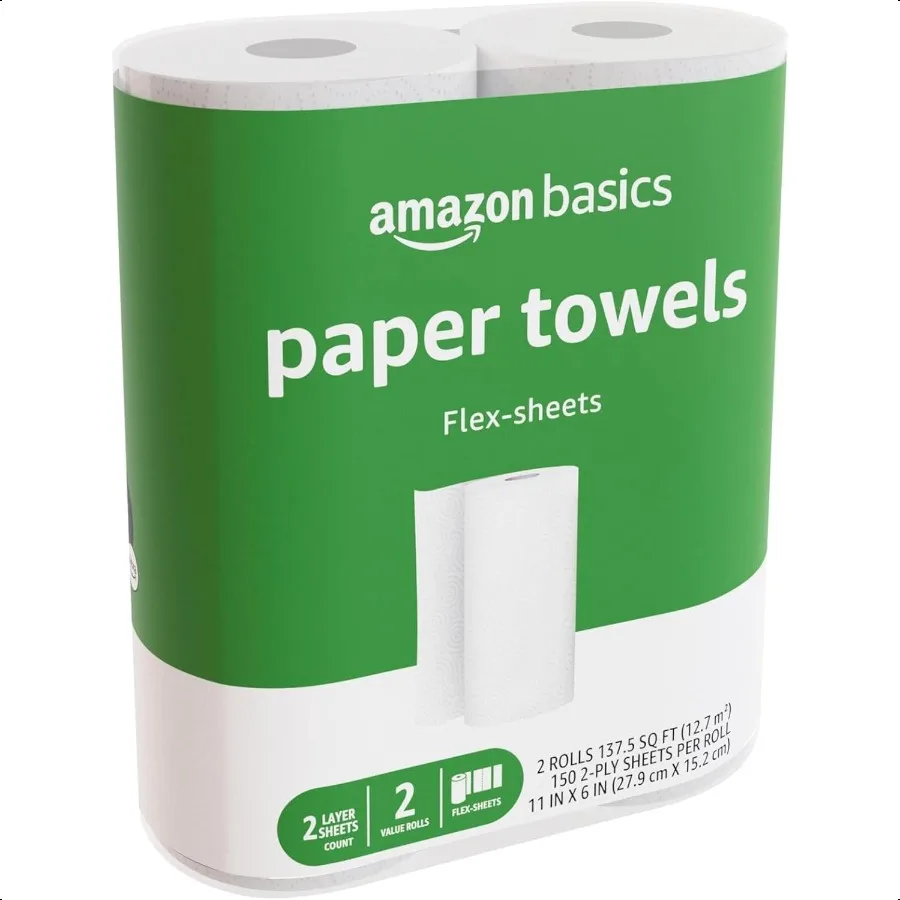 

Basics 2Ply FlexSheets Paper Towels 2 Basics Rolls = 6 Regular Rolls Everyday Value with 150 Sheets per Roll Packaging May Vary