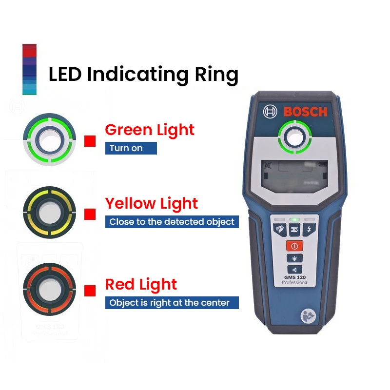 Bosch GMS120 Digital Multi-Scanner Professional Measuring Tool Wall Detector Metal Scanning Device for Wood Metal Live Wiring