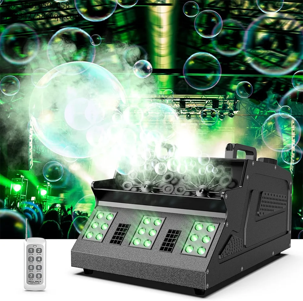 Wholesale 2000w Fog Smoke+bubbles Dmx 18led 2in1 Machine Iron or Plastic With Wheel for Weeding Party Club Bar Stage Eff