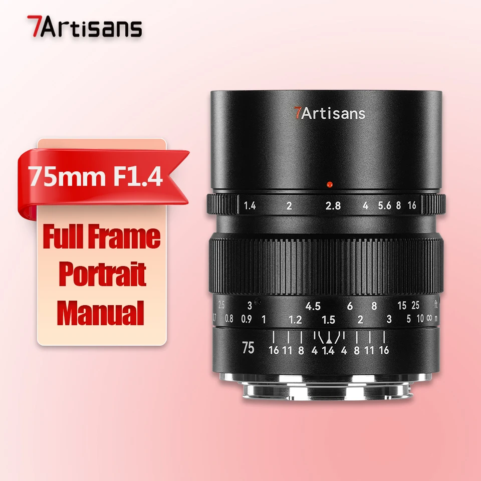 7artisans 75mm F1.4 Full Frame Groot Diafragma Handmatige Focus Camera Lens voor Portretfotografie met Sony E Canon RF Nikon Z L