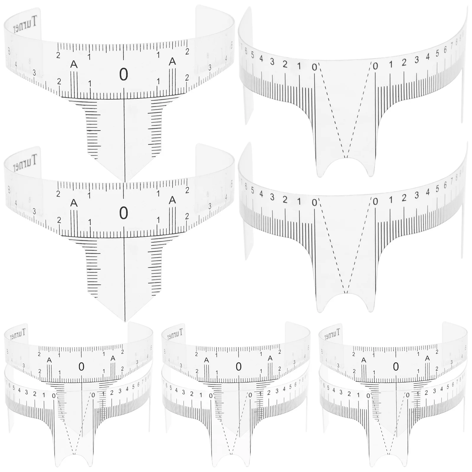 10 قطعة مجموعة مسطرة تشكيل الحواجب متعددة الوظائف أداة قياس الحاجب للتماثل المثالي مادة قوية مرنة تناسب مختلفًا #5