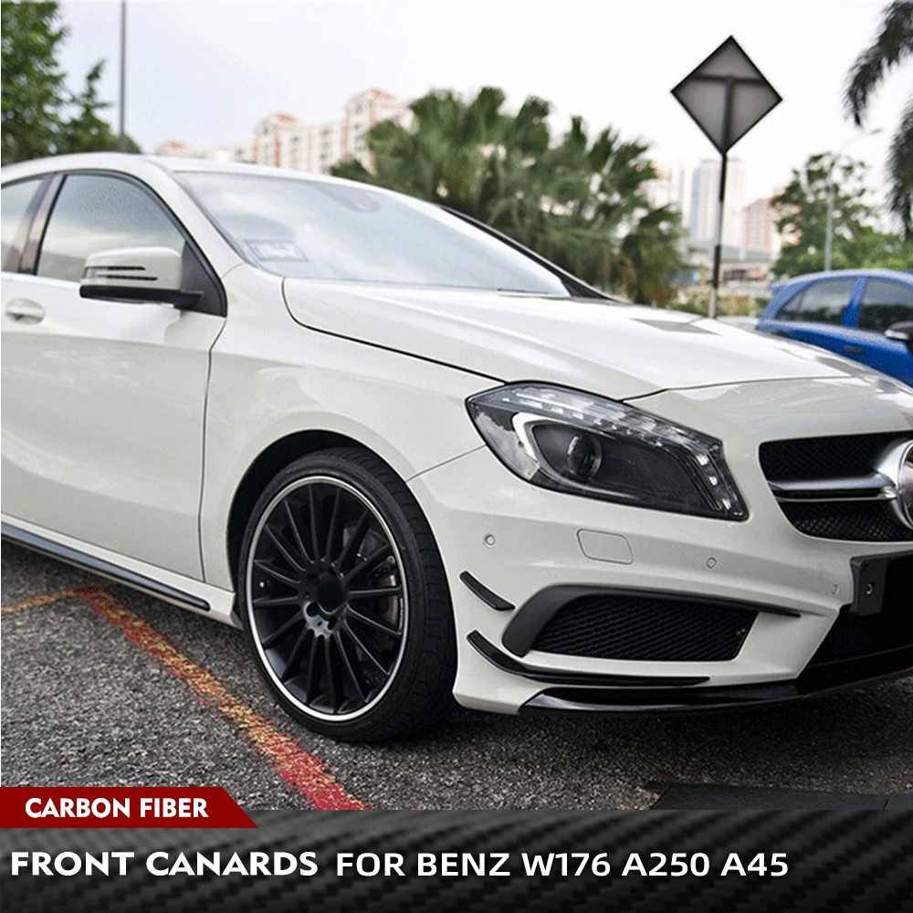 

For Mercedes W176 A250 A45 AMG FRP Front Bumper Fins Spoiler Canard Lip Racing Splitters Carbon Fiber Car Front Bumper Canards