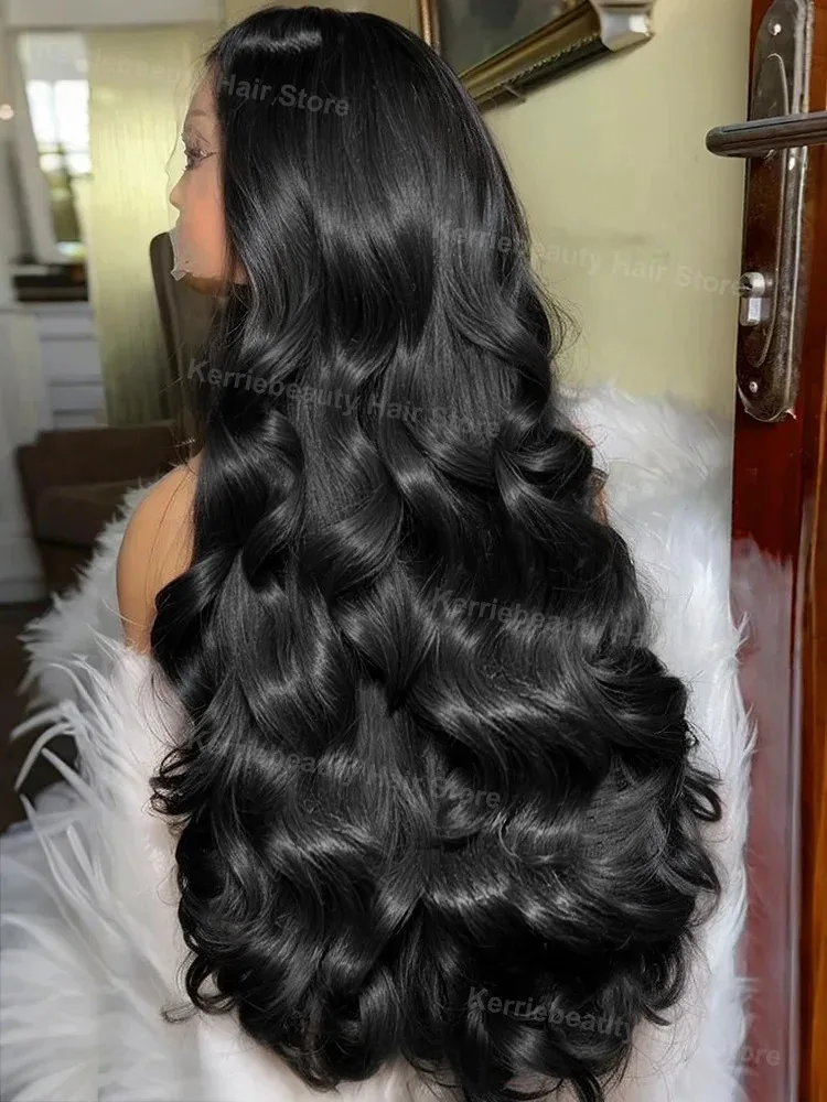 

Mossily 40 30 Inch Body Wave Human Hair Wigs 13x6 HD Transparent Lace Front 200 Density 13x5 Lace Frontal Black Wig For Women