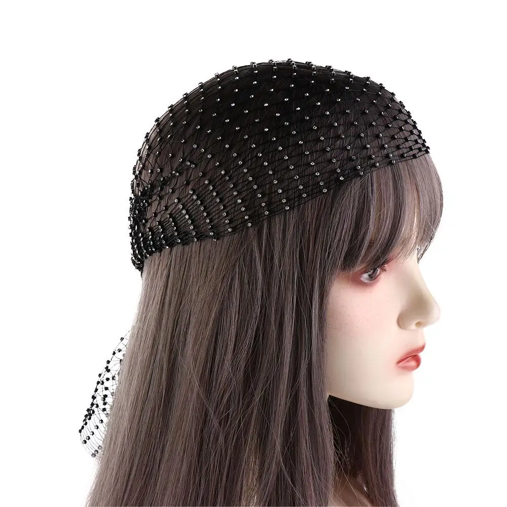 Out Bohemian Hair Nets Bandana Girl Hair Accessories Mesh Head Scarf Cap Bling Turban Women Hair Scarf Rhinestone Headband