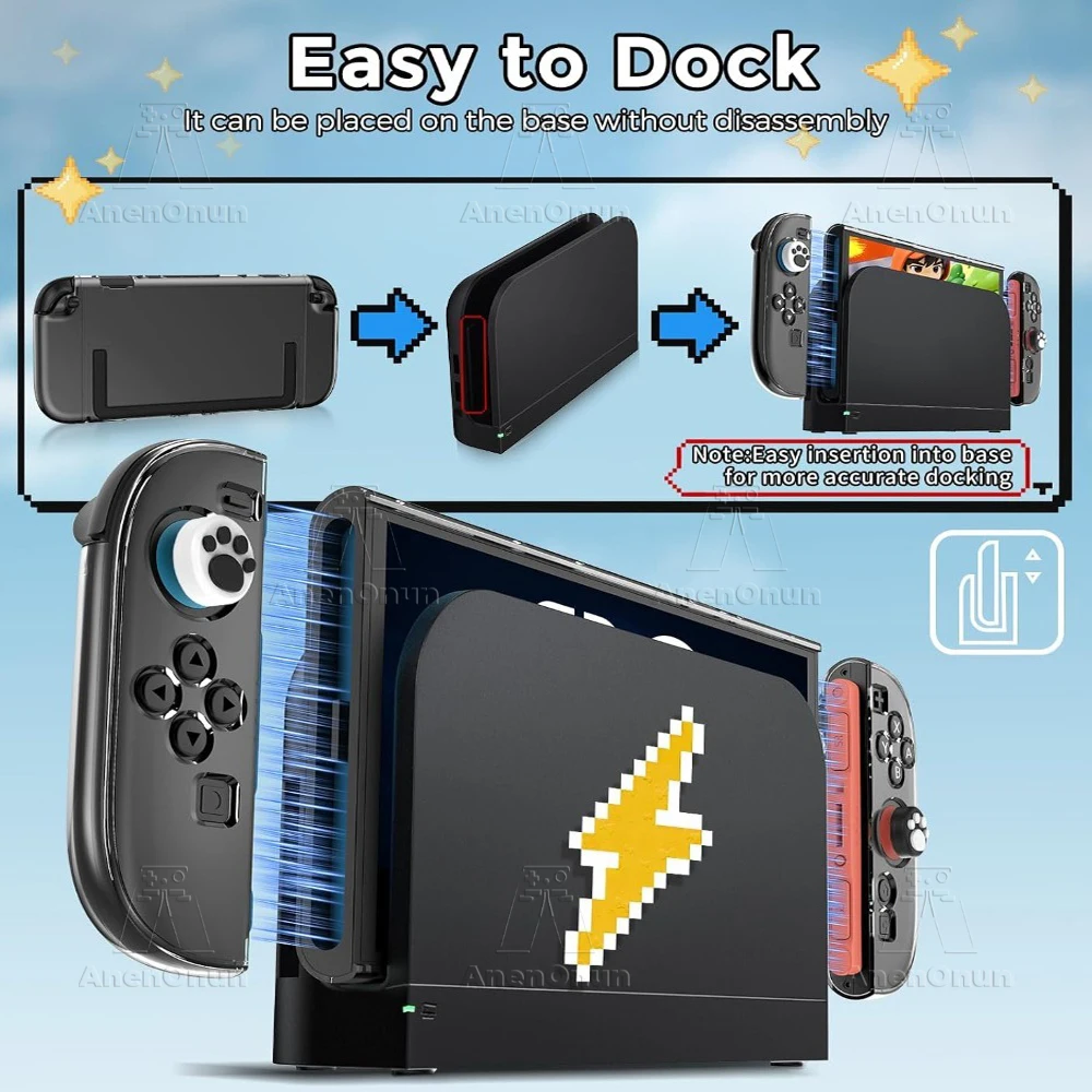 10-in-1 Protective Kit for Switch 2 Dockable Transparent Split PC Hard Case 1 Ultra HD Shatterproof Tempered Glass 8 Thumb Grips