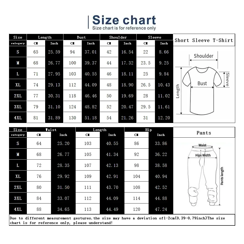 2024 Men\'s Sets Summer Short Sleeve T-Shirt Pants Suit Fashion 2 Piece Streetwear Print Sports Trousers Tracksuit Men\'s Clothing