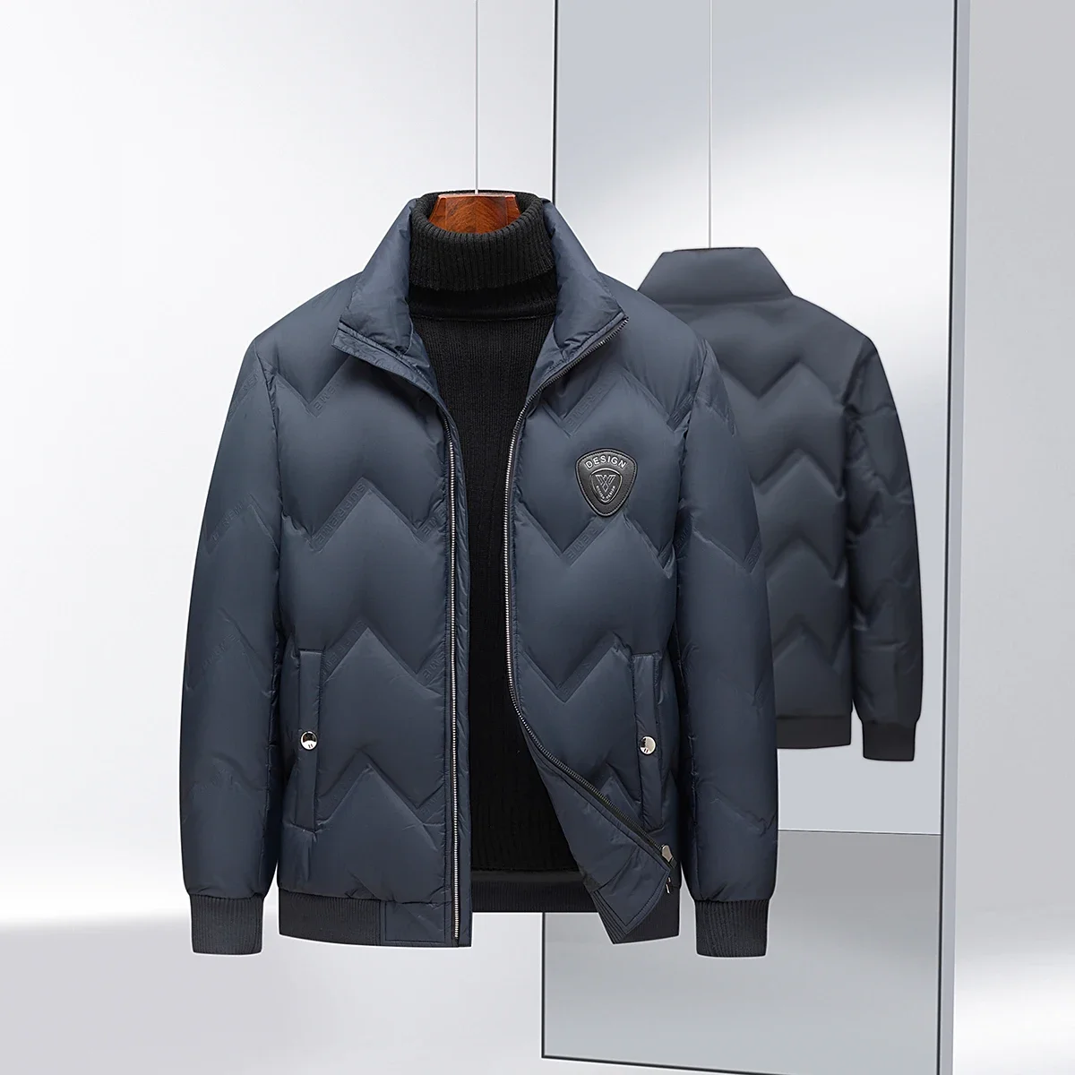 Chaqueta de plumón con cremallera y cuello alto para hombre, abrigo de pato blanco grueso y cálido, novedad de invierno, 2024